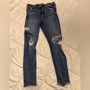American Eagle Outfitters Dark Blue Distressed Skinny Jeans